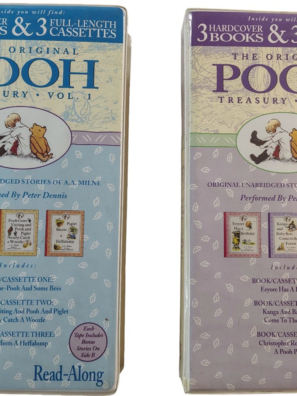 90s Vintage The Original Pooh Treasury Vol 1-2 With 6 Books & 6 Cassette Tapes